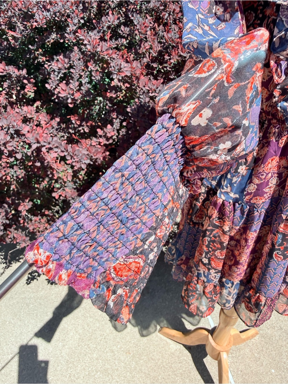 Smocked Neck Women's Mini Dress in Plum NWOT - Picture 3 of 6
